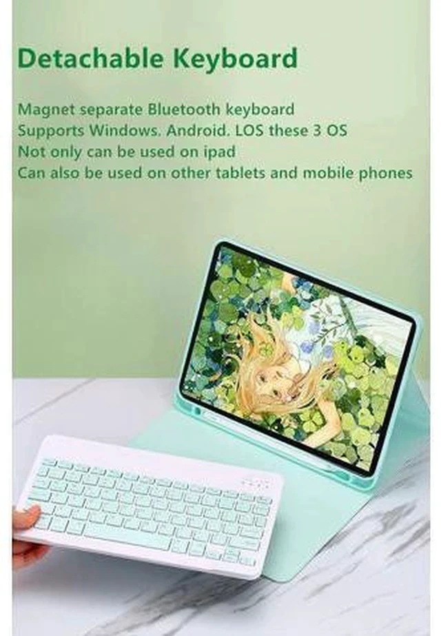 Alt view image 3 of 7 - YEEHi Keyboard Case for iPad Pro 12.9 6th Generation 2022, iPad 12.9 inch 5th 4th 3rd Generation Keyboard Case Cute Color Keyboard Detachable Bluetooth Keyboard Cover with Pencil Holder (LightBlue)