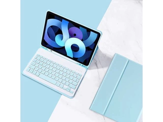 Alt view image 6 of 7 - YEEHi Keyboard Case for iPad Pro 12.9 6th Generation 2022, iPad 12.9 inch 5th 4th 3rd Generation Keyboard Case Cute Color Keyboard Detachable Bluetooth Keyboard Cover with Pencil Holder (LightBlue)