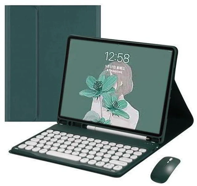 Alt view image 2 of 7 - kaidisen Keyboard Case for Galaxy Tab S6 Lite 10.4 inch Case with Keyboard and Bluetooth Mouse, Detachable Candy Color Keyboard Cover Round Key,Dark Green