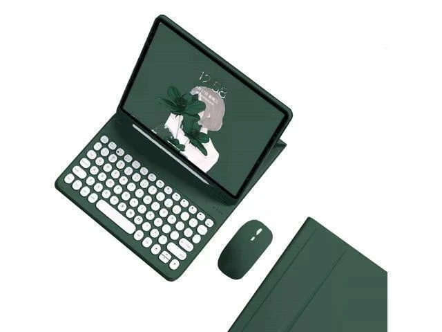 Alt view image 6 of 7 - kaidisen Keyboard Case for Galaxy Tab S6 Lite 10.4 inch Case with Keyboard and Bluetooth Mouse, Detachable Candy Color Keyboard Cover Round Key,Dark Green