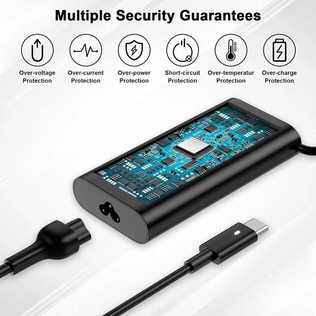 Alt view image 6 of 6 - Replacement for 130W Laptop Charger USB C Slim AC Adapter for XPS 15 17 9575 9500 9520 9700 Precision 5530 5550 5560 5570 3560 2in1 Latitude 9410 9510 Type C AC Power Cord