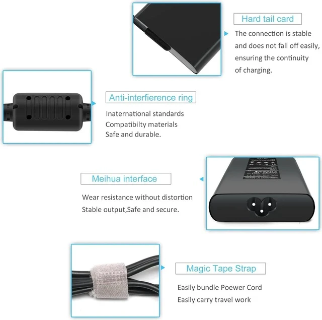 Alt view image 4 of 7 - 130W 19.5V DA130PM130 Power Supply AC Laptop Charger Compatible with XPS 15 7590 9530 9550 9560 9570 Inspiron 7347 7348 7459 Precision M3800 M2800 5510 5520 5530 5540 0V363H 06TTY6