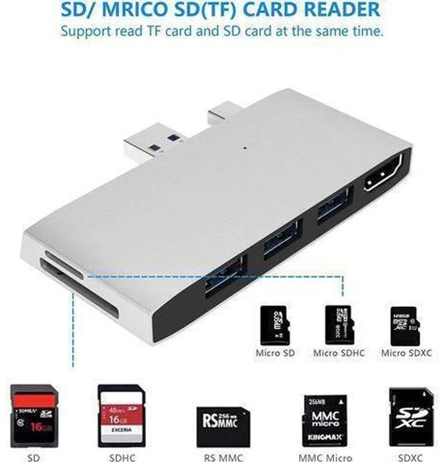 Alt view image 3 of 7 - Surface Pro Docking Station, Surface Pro 4/5/6 Hub Dock with 4K HDMI Adapter, 3 x USB 3.0 Ports, SD/Micro SD Card Reader for Microsoft Surface Pro 4/ Pro 5/ Pro 6