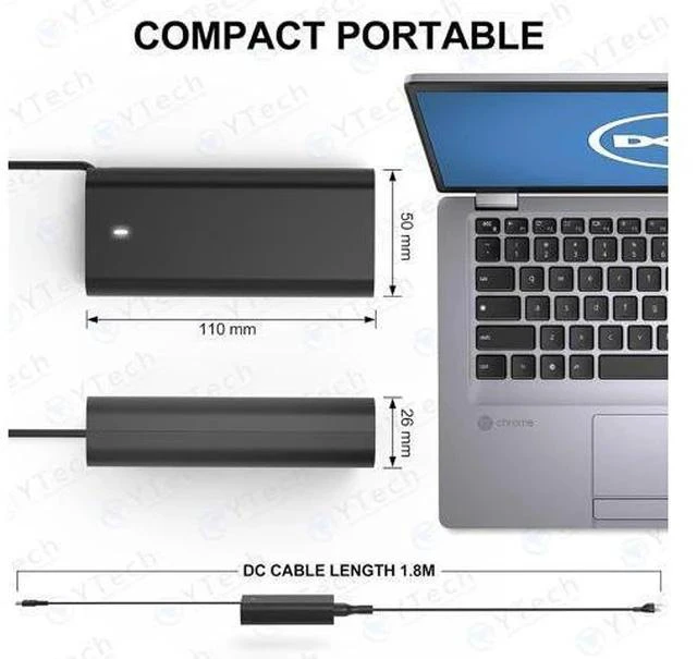 Alt view image 3 of 7 - New Replacement for Laptop Charger 65W USB C Laptop Charger for XPS 12 13 Chromebook 3100 and Latitude 3000 5000?