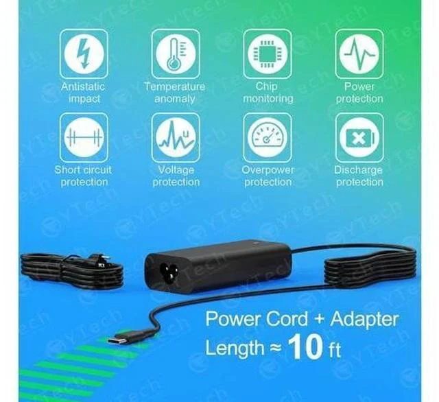 Alt view image 5 of 7 - New Replacement for Laptop Charger 65W USB C Laptop Charger for XPS 12 13 Chromebook 3100 and Latitude 3000 5000?