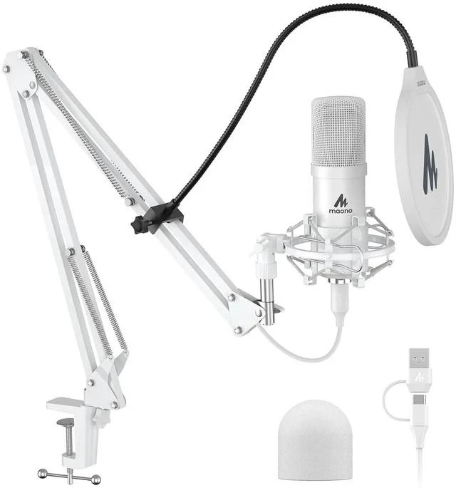 Main image of USB Microphone, 192kHz/24bit Plug & Play PC Computer Podcast Condenser Cardioid Metal Mic Kit with P