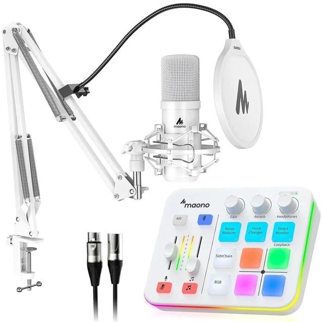 Main image of USB XLR Condenser Microphone With Audio Interface: PC Computer Podcast Cardioid Metal Mic Kit for Re
