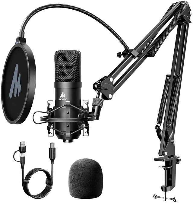 Main image of A04 USB Microphone, 192KHZ/24Bit Plug & Play PC Computer Podcast Mic | Plug & Play Cardioid Metal Ki