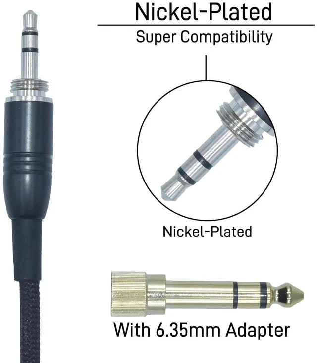 Alt view image 2 of 6 - Coiled Mini XLR to 3.5mm Headphone Cable, Female MiniXLR to 1/4 TRS Plug Replacement Cable with 1/8" to 6.35mm Adapter - Compatible with AKG, Nickel Plated,13 Feet(4m)