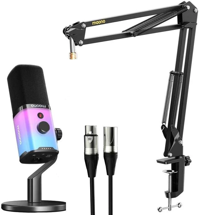 Main image of Dynamic Microphone Boom Arm Kit: Noise Cancellation Mic Bundle for Gaming Podcast Studio Streaming R