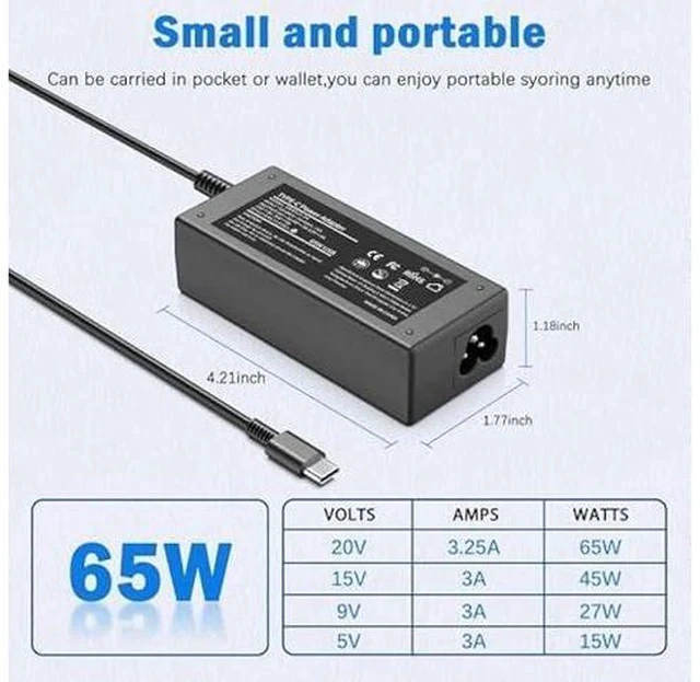 Alt view image 5 of 5 - 45W 65W UBS C Laptop Charger Compatible with HP Chromebook Laptop Computer Type C Power Adapter