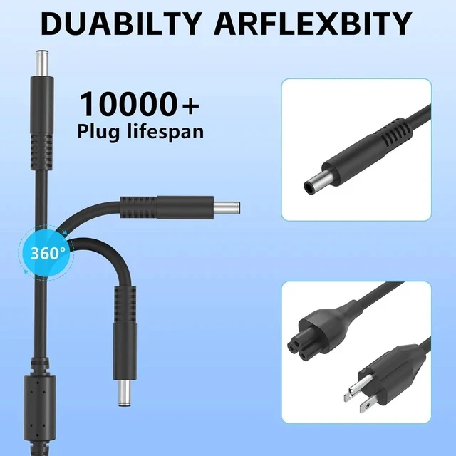 Alt view image 4 of 7 - 45W 4.5 * 3.0 mm Jack 19.5V 2.31A Laptop Charger Fit for Inspiron 11/13/14/15/17 3000 5000 7000 3147 3168 5378 7779 Series Latitude 3583 3593 5570 E5450 XPS Computer AC Adapter Power Cord