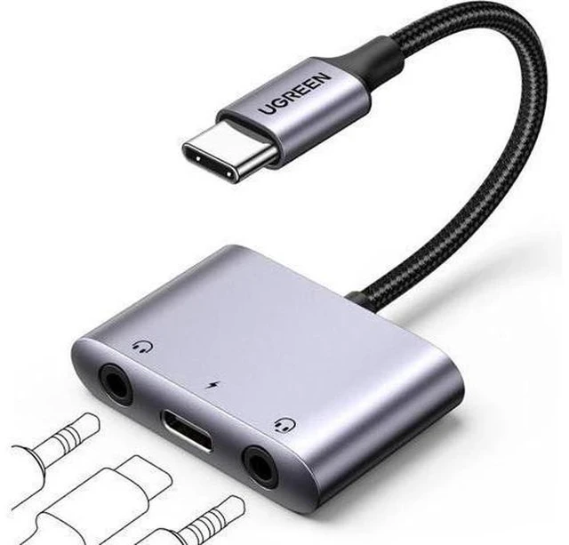 Main image of USB C to 3.5mm Audio Adapter 3 in 1 Charger and Headphone Splitter USB C to Aux Dual Headphone Jack with PD 60W Fast Charge Cable for iPhone 15 Pro Max Galaxy S24/23 Ultra Pixel 8 iPad Pro