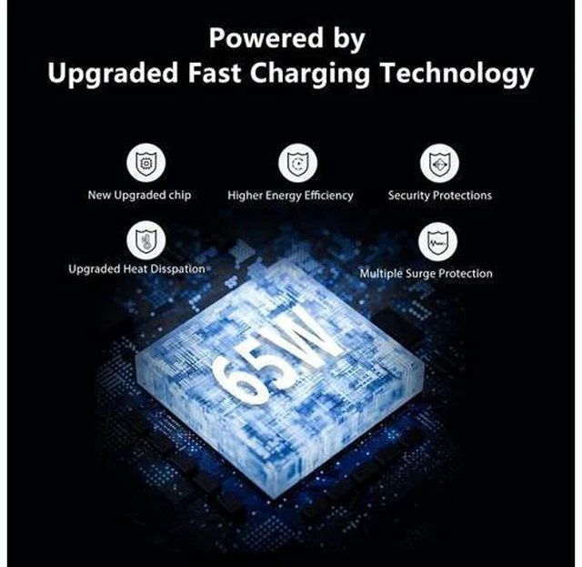 Alt view image 6 of 7 - 65W USB C Charger with 5FT USB C Cable Type C Charger Fast Charging 2-Port Wall Charging Block for MacBook Pro/Air iPhone 17/16/15 iPad Pro/Air Galaxy S24/S23 Pixel Steam Deck (White)