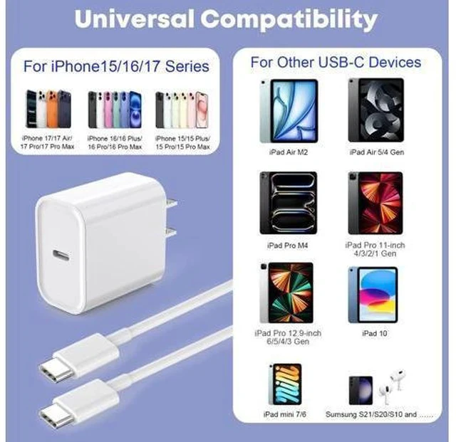 Alt view image 6 of 7 - Fast Charger for iPhone 17/16/15 Charger,10FT Extra Long Fast Charging 3Pack Block USB-C to USB C Fast Charging Cable Cord for iPhone Air/17 Pro Max/iPhone 16 Pro/16 Plus/15 Pro Max,iPad Pro/Air/Mini