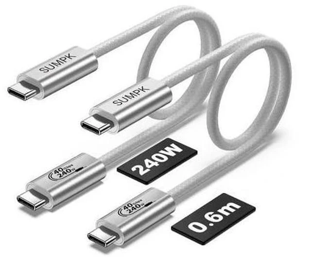 Main image of 2FT USB 4 Cable 240W Short C Cable Fast Charging 40Gbps High Speed Data Transfer 8K 60Hz Single and Dual 4K 60Hz Video Output Compatible with for iPhone 16/16 Pro/16 Plus/16 Pro Max
