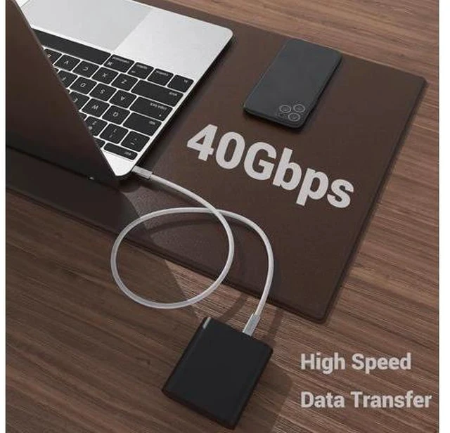Alt view image 3 of 4 - 2FT USB 4 Cable 240W Short C Cable Fast Charging 40Gbps High Speed Data Transfer 8K 60Hz Single and Dual 4K 60Hz Video Output Compatible with for iPhone 16/16 Pro/16 Plus/16 Pro Max