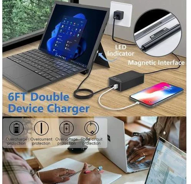 Alt view image 7 of 7 - Surface Laptop Pro Charger 65W 44W 36W 24W Compatible with Surface Pro 3/4/5/6/7/8/9/X Laptop 1/2/3/4 Go 1/2/3 Book 1/2/3 Power Supply Adapter