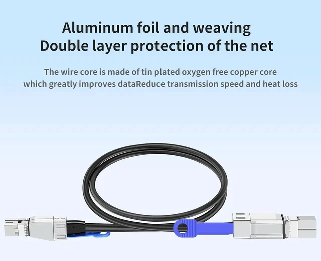 Alt view image 6 of 7 - SAS to Mini SAS Adapter Cable (2 Pack 2M/6.56FT) SFF-8644 to SFF-8644 Storage Extension Cable, High-Speed Data Transfer for HDD/SSD, RAID Arrays, Servers, and Storage Systems