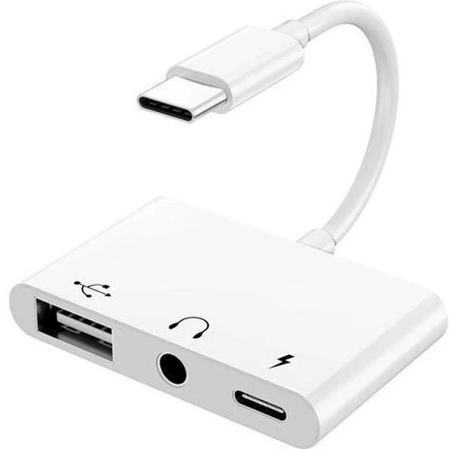 Main image of USB C to 3.5mm Jack Headphone Adapter with Charger OTG Cable Adapter Type C to Aux Audio Earphones Splitter for Galaxy S22 Ultra S21 S20 i-Pad Pro Air Pixel 4 Laptops