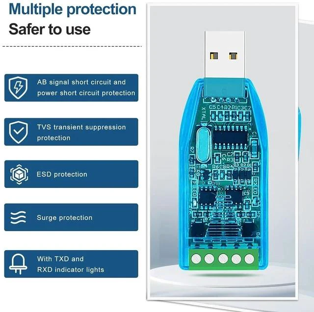 Alt view image 2 of 7 - USB to RS422 RS485 Converter, with CH340 Chipset Serial Connector, Supports Half Duplex Mode and Bidirectional Data Exchange