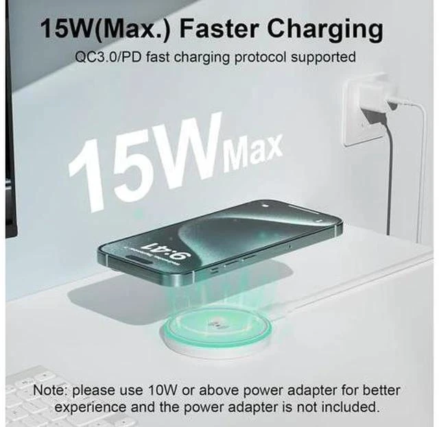 Alt view image 2 of 7 - MagSafe Charger 2Pack 15W Magnetic Wireless Charger Fast Charging Pad with 6FT USB C to USB C Cable Compatible with iPhone 16/15/14/13/12 Series & AirPods 3/2/Pro | Strong Magnet Technology
