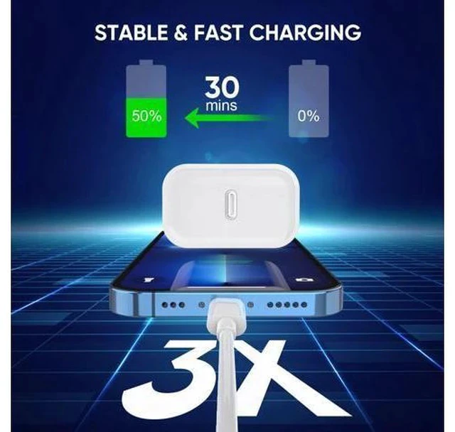 Alt view image 3 of 7 - 3 Pack Fast Charger iPhone MFi Certified6FT iPhone Charger Fast Charging USB C Block Wall Adapter 6 Foot Type C to Lightning Cable for iPhone 14 Pro Max/14 Plus/13 Pro/12/12Pro/11/XS/X AirPods