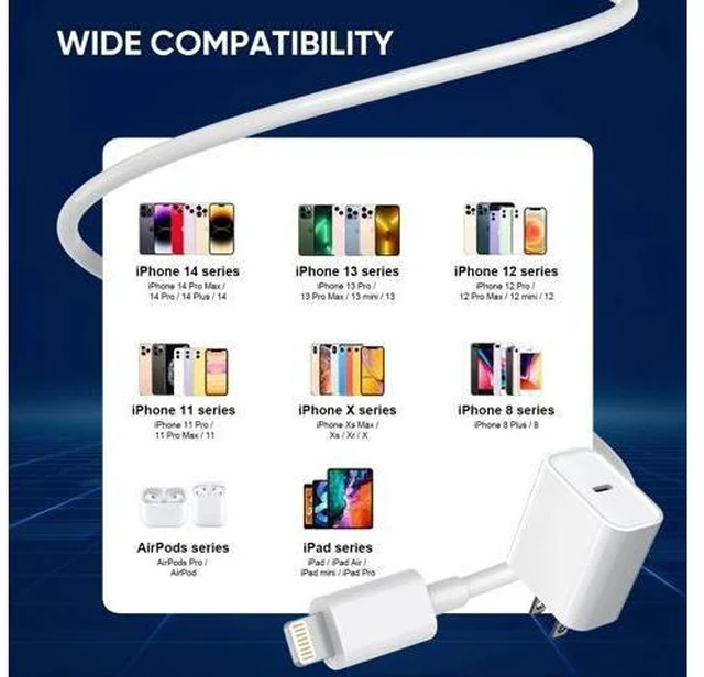 Alt view image 7 of 7 - 3 Pack Fast Charger iPhone MFi Certified6FT iPhone Charger Fast Charging USB C Block Wall Adapter 6 Foot Type C to Lightning Cable for iPhone 14 Pro Max/14 Plus/13 Pro/12/12Pro/11/XS/X AirPods