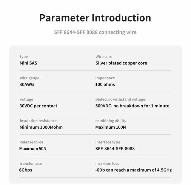 Alt view image 4 of 7 - SFF-8644 to SFF-8088 SAS Adapter Cable 2M/6.56FT High-Speed MiniSAS Converter for HDD/SSD Storage, RAID Disk Arrays, Server, Durable Data Extension Transfer Cable