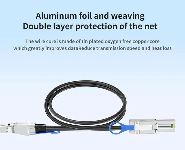 Alt view image 6 of 7 - SFF-8644 to SFF-8088 SAS Adapter Cable 2M/6.56FT High-Speed MiniSAS Converter for HDD/SSD Storage, RAID Disk Arrays, Server, Durable Data Extension Transfer Cable