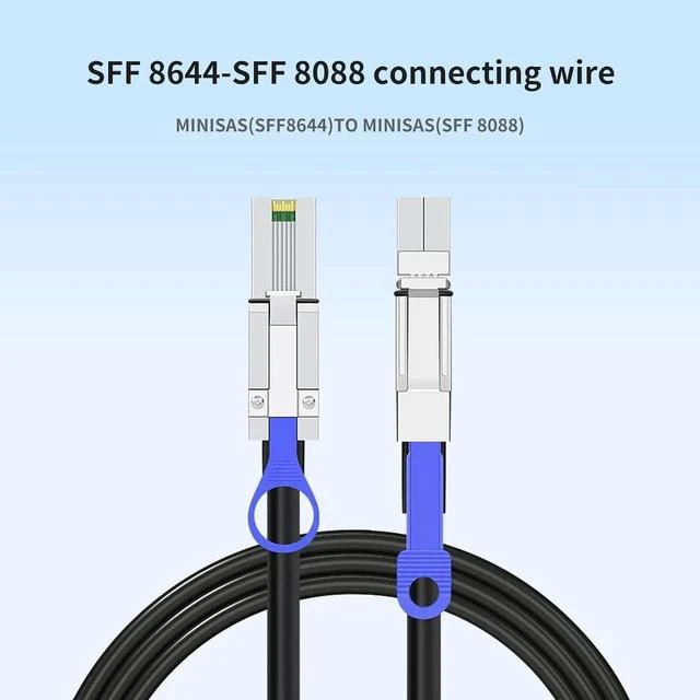 Alt view image 7 of 7 - SFF-8644 to SFF-8088 SAS Adapter Cable 2M/6.56FT High-Speed MiniSAS Converter for HDD/SSD Storage, RAID Disk Arrays, Server, Durable Data Extension Transfer Cable