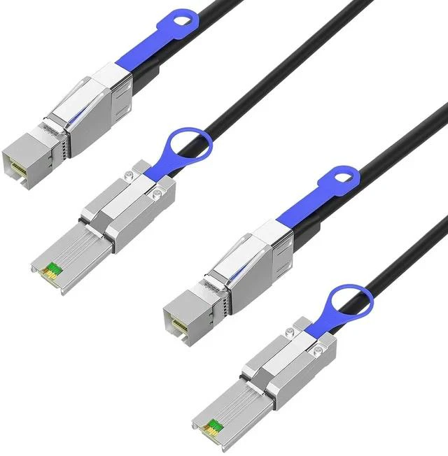 Main image of 2 Pack SFF-8644 to SFF-8088 SAS Adapter Cable 1M/3.28FT High-Speed MiniSAS Converter for HDD/SSD Storage, RAID Disk Arrays, Server, Durable Data Extension Transfer Cable