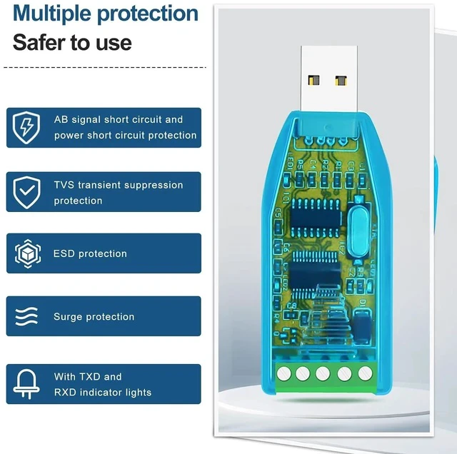 Alt view image 2 of 7 - USB to RS232 Converter, with CH340 Driver, Supporting Half Duplex Mode, 9-Pin Serial Port Communication Connector
