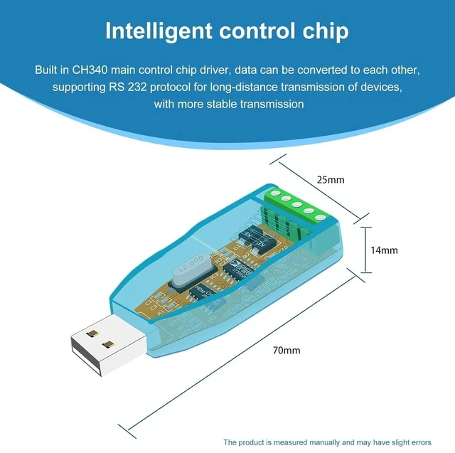 Alt view image 6 of 7 - USB to RS232 Converter, with CH340 Driver, Supporting Half Duplex Mode, 9-Pin Serial Port Communication Connector