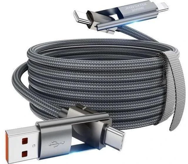 Main image of 4 in 1 Charging Cable 240W USB to USB C Cable 10 ft 2 Pack Fast Charging Multi Charger Cord with Type C/USB A/L Port for iPhone 16/15 /14 Series MacBook iPad Pixel Switch PS5 Tablet and More