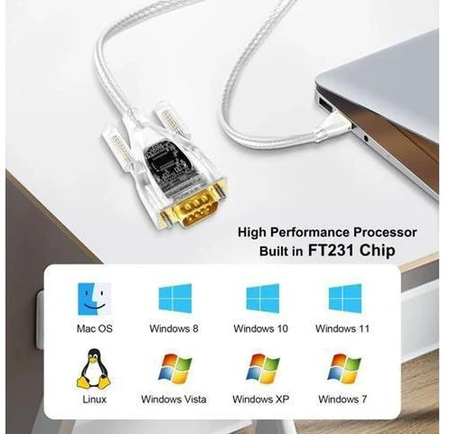 Alt view image 3 of 7 - DTECH USB to Serial RS-232 Adapter Features FTDI Chip DB9 9 Pin RS232 to USB Cable 3ft FT231 Chipset Support Windows 11 10 8 7 XP Mac OS Linux Data Lights Detect