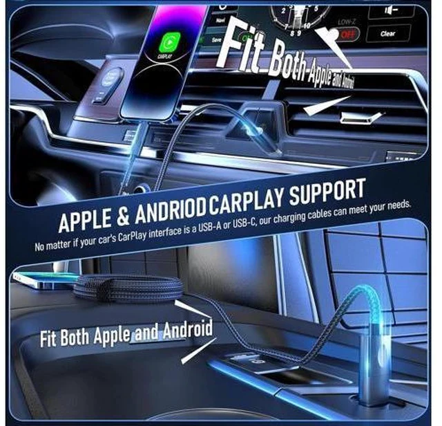 Alt view image 6 of 7 - 4 in 1 Charging Cable 240W USB to USB C Cable 10 ft 2 Pack Fast Charging Multi Charger Cord with Type C/USB A/L Port for iPhone 16/15 /14 Series MacBook iPad Pixel Switch PS5 Tablet and More