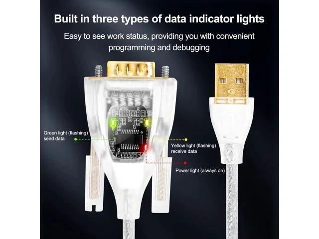 Alt view image 7 of 7 - DTECH USB to Serial RS-232 Adapter Features FTDI Chip DB9 9 Pin RS232 to USB Cable 3ft FT231 Chipset Support Windows 11 10 8 7 XP Mac OS Linux Data Lights Detect