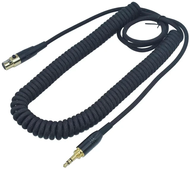 Alt view image 4 of 7 - Braided Coiled Female Mini XLR to 3.5mm 1/4 Stereo Audio TRS Plug Headphone Replacement Cable with 1/8" to 6.35mm Adapter - Compatible with Beyerdynamic AKG, Gold Plated, 13 Feet(4m)