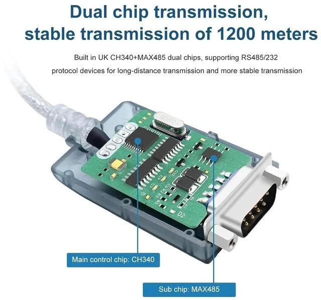 Alt view image 5 of 7 - USB to RS485 RS232 Converter Cable, with CH340+ZT485 Chipset Serial Port Connector, 1.6 Feet Extension Cable Industrial Adapter Supports Windows XP 7 8/Linux/Mac