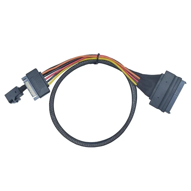 Alt view image 6 of 6 - Mini SAS HD SFF-8643 to U.2 SFF-8639 NVMe SSD Cable with 15 Pin SATA Power, 1.6ft (50cm)