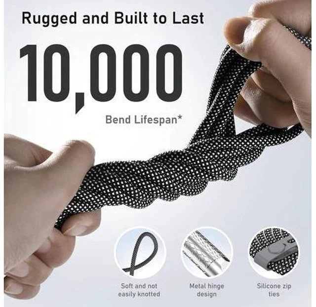 Alt view image 6 of 7 - USB C to USB C Cable10ft 240W 2-Pack Braided 180Rotating Type C Charging CableFast Charge for iPhone 16/16Pro/16Plus/16ProMax MacBook Air iPad Pro Pixel Galaxy S23/S24 Ultra-Black