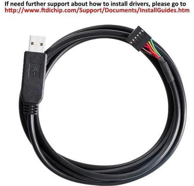 Alt view image 2 of 7 - DTECH FTDI USB to TTL Serial Adapter 5V Cable 6 Pin Female Socket Header UART IC FT232RL Chip for Windows 10 8 7 Linux MAC OS (3ft, Black)