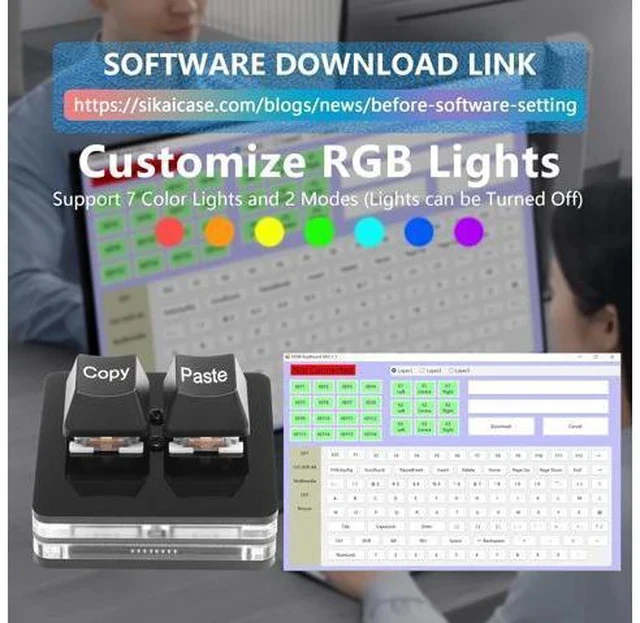 Alt view image 3 of 7 - USB Mini 2 Key Keypad 2-Key Copy Paste Keyboard OSU Keypad HotSwap One Handed Mechanical Gaming Keyboard with USB Cable for Accounting Working or Rhythm Games