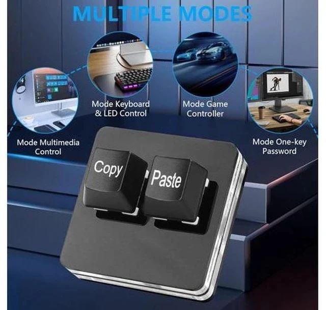 Alt view image 7 of 7 - USB Mini 2 Key Keypad 2-Key Copy Paste Keyboard OSU Keypad HotSwap One Handed Mechanical Gaming Keyboard with USB Cable for Accounting Working or Rhythm Games