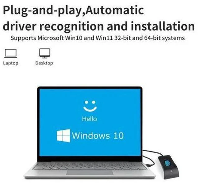 Alt view image 3 of 7 - USB Fingerprint Reader Fingerprint for Windows10/11, Windows Hello Automatic Driver Installation with 5ft Extension Cable-Windows Password Free Operation