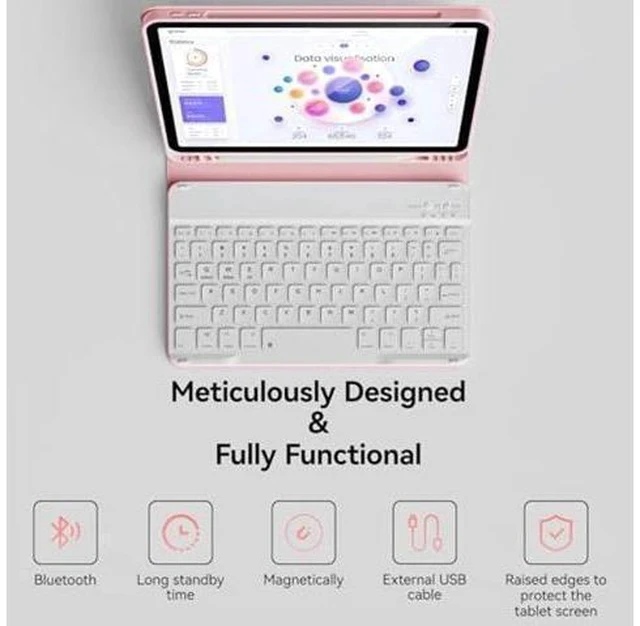 Alt view image 4 of 7 - KVTVOU Keyboard Case for iPad Pro 11 Inch 4th Generation/Pro 3rd Gen/Pro 2nd Gen with Pencil Holder, Folio Detachable Wireless Bluetooth Keyboard & Flip Stand Case for iPad Pro 11 Inch, Pink