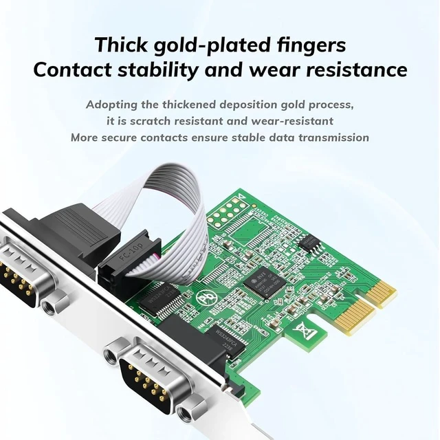 Alt view image 5 of 7 - PCI Express (PCIe) 2-Port RS232 Serial Adapter Card, PCI-E to DB9 COM Port Expansion Card, 9-Pin Industrial Controller Card with Low/Full Profile Brackets for Desktop PC