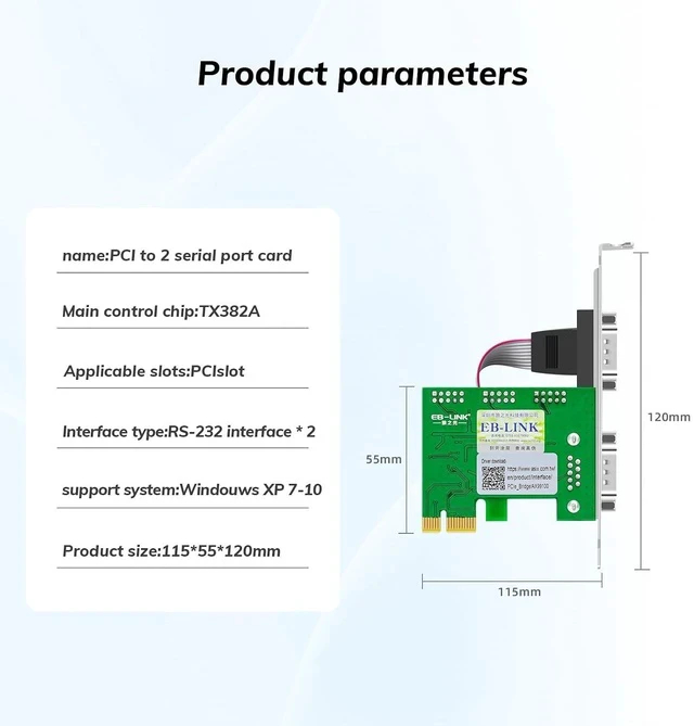 Alt view image 6 of 7 - PCI Express (PCIe) 2-Port RS232 Serial Adapter Card, PCI-E to DB9 COM Port Expansion Card, 9-Pin Industrial Controller Card with Low/Full Profile Brackets for Desktop PC