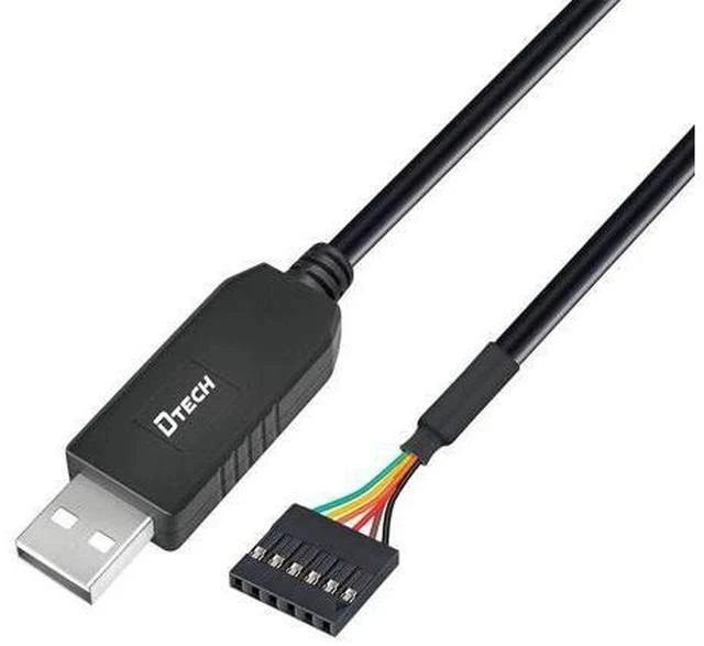 Main image of DTECH 6ft USB to TTL Serial Cable 3.3V 6 Pin UART Adapter Genuine FTDI FT232RL Chip Debug Cord Compatible with Windows 11 10 8 7 Linux MAC OS 6Pin 3v3 Level Signal 2.54mm Dupont Female Header